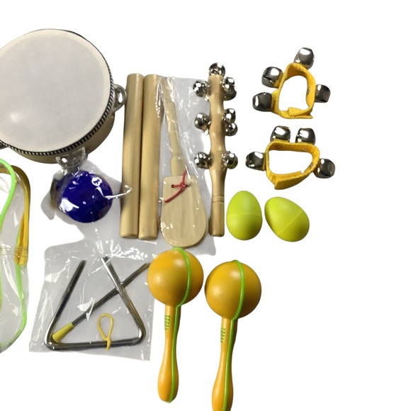 Kids Musical Instrument Set Percussion Drum Maracas Bells Wood Toys - Picture 6 of 16